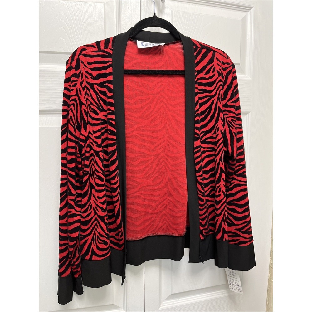 Kokomo Unlimited Red Zebra Open Front Cardigan Size XL New